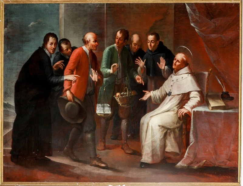 Sant'Antonino congeda i contadini mche gli richiedono grazie - Calenzano, Firenze